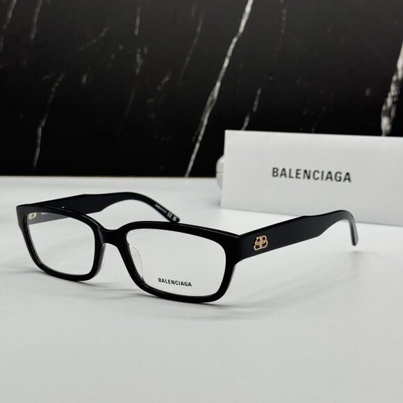 NEW BALENCIAGA BB0065O 001 SQUARE BLACK WOMEN EYEGLASSES BALENCIAGA - Picture 1 of 8
